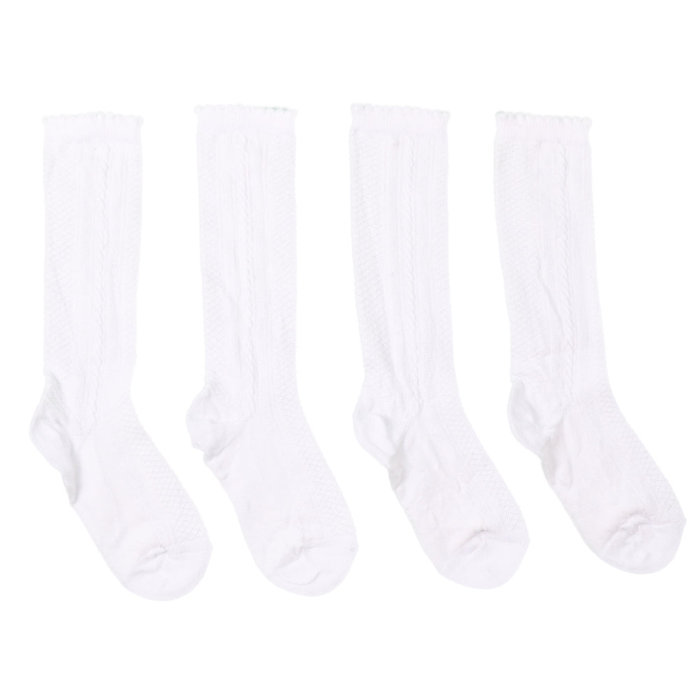 2 Pair Pack Of White Knee High Socks