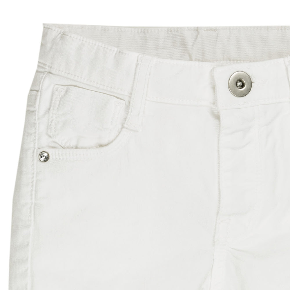 White Frill Hem Trousers