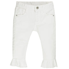 White Frill Hem Trousers