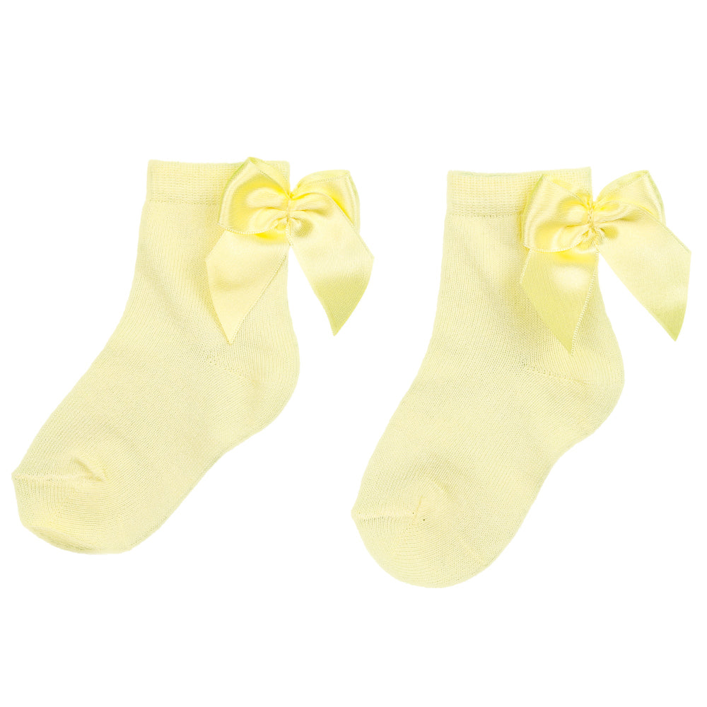 Lemon Ribbon Bow Ankle Socks