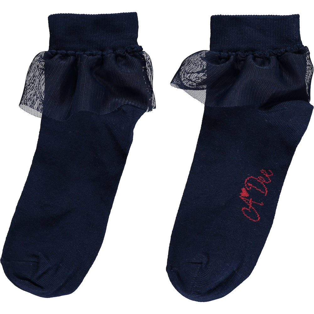 Navy Frill Ankle Socks