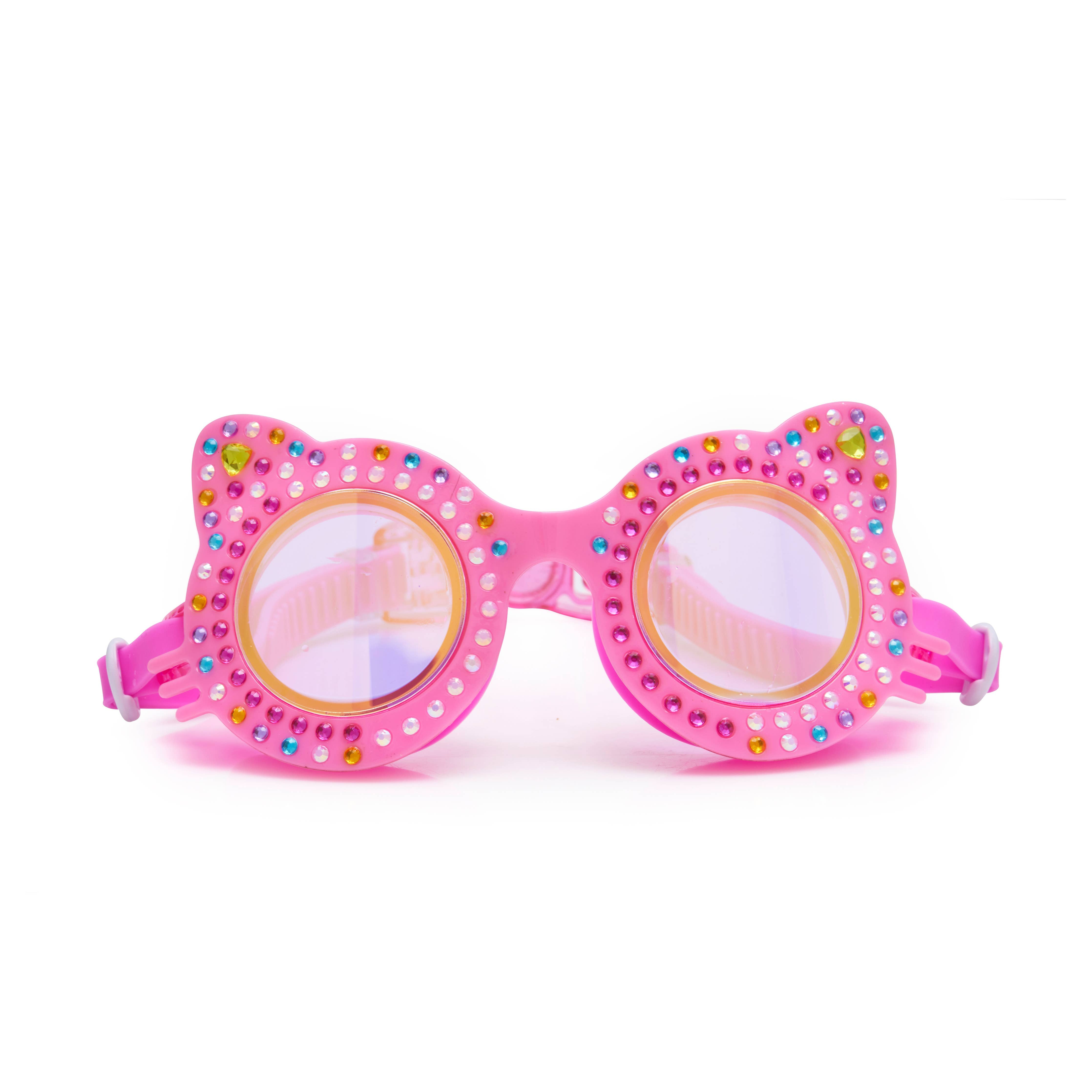 Bright Pink Kitten Frame Swimming Goggles