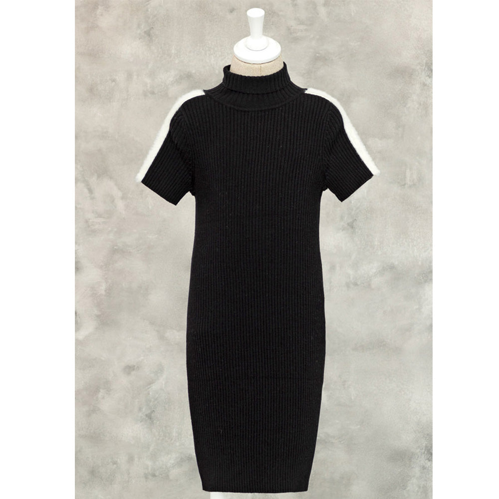 Black Knitted Rib Dress