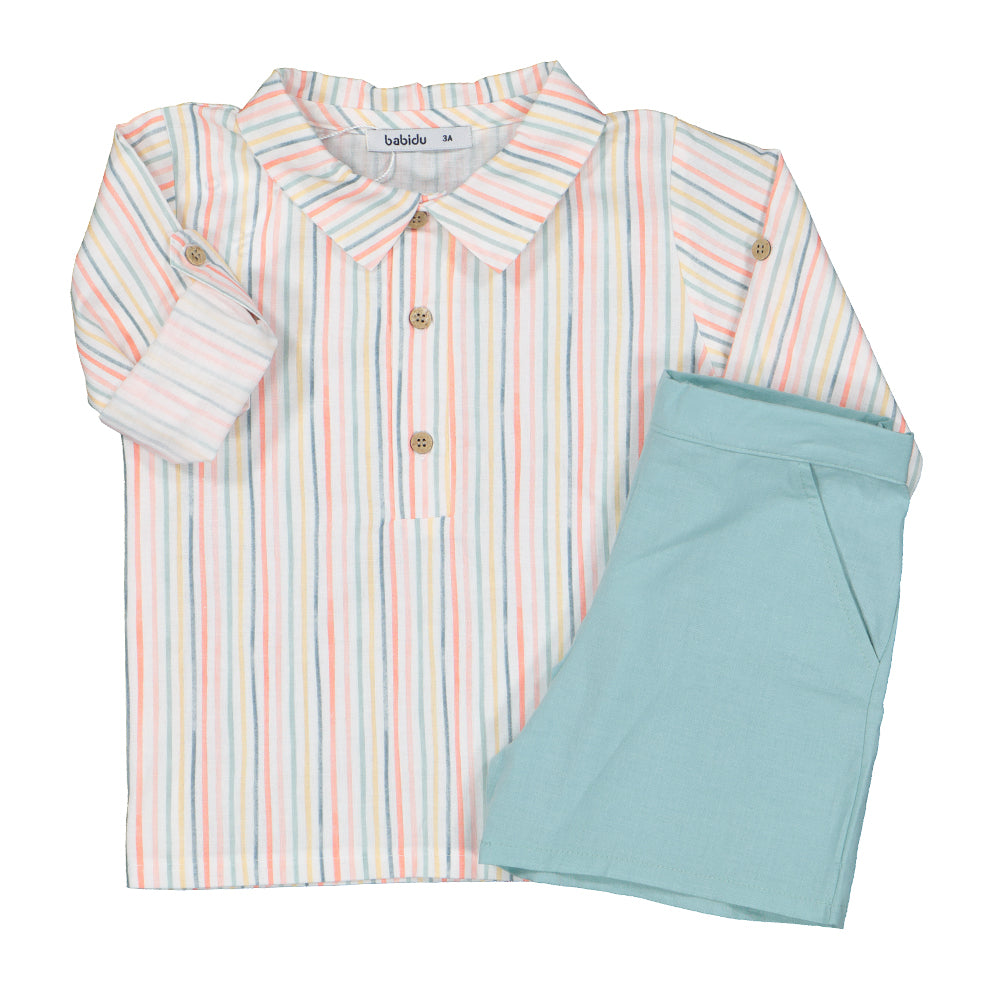 Stripe Shirt Short Set