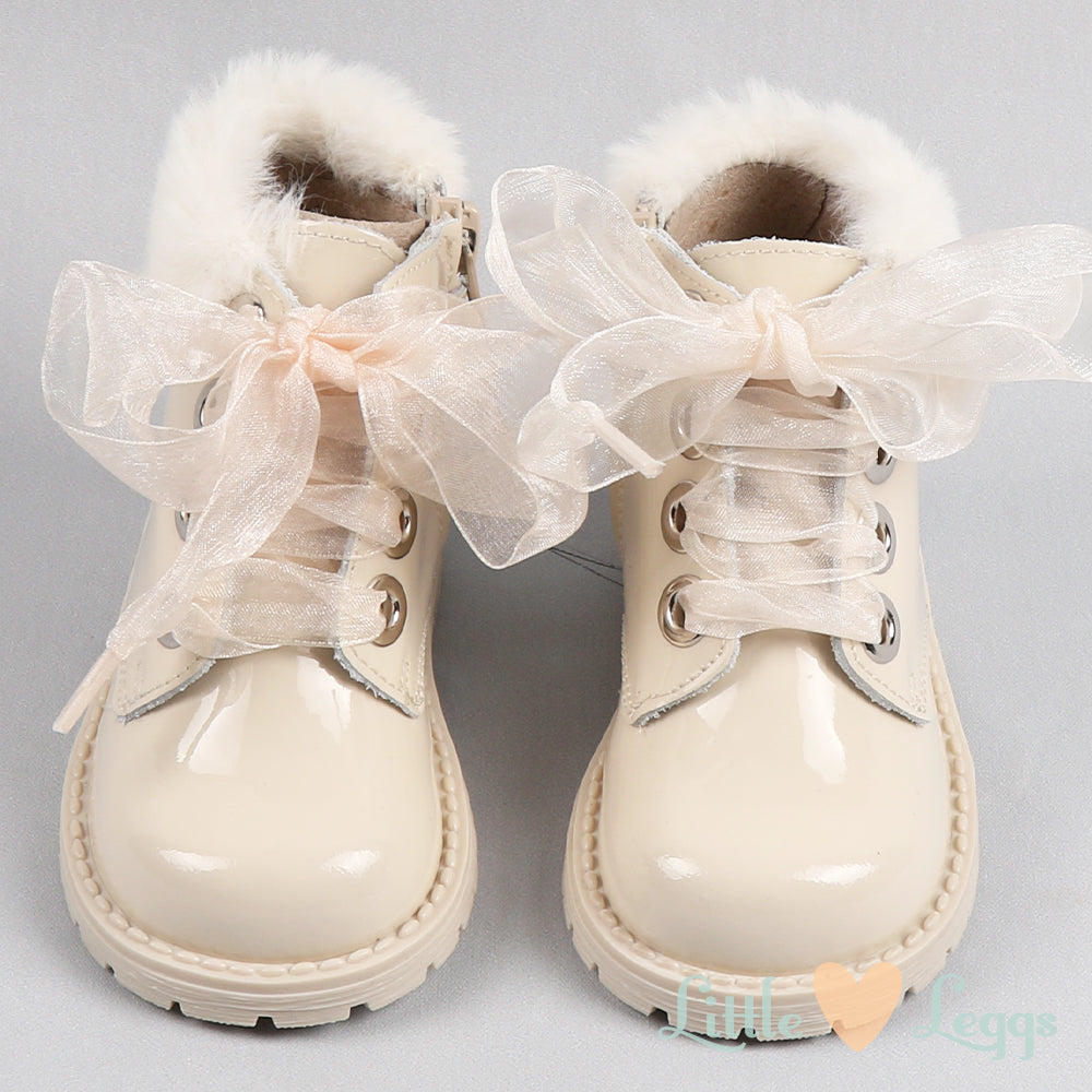 Cream Sole Fur Trim Ankle Boot