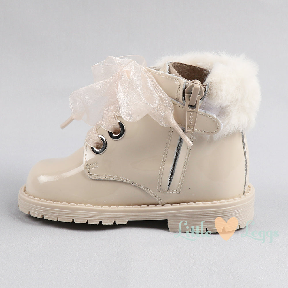 Cream Sole Fur Trim Ankle Boot