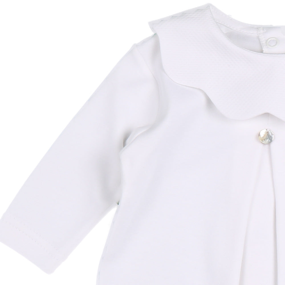 White Pique Collar Babygrow