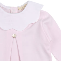 Pink Pique Collar Babygrow