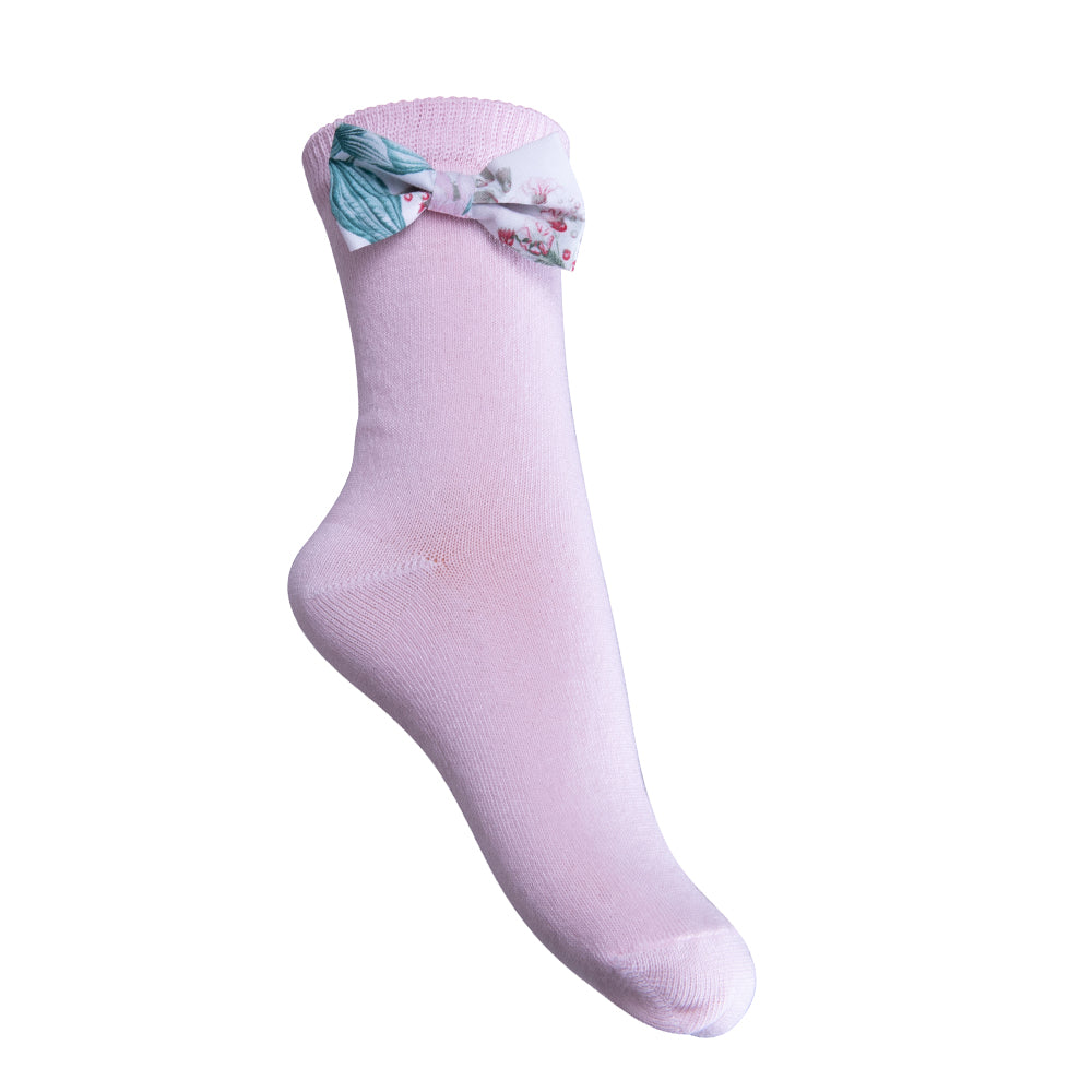 Pink Floral Bow Socks
