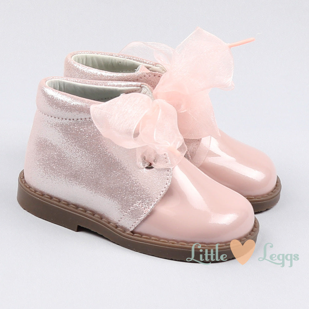 Dusty Pink Sparkle Ankle Boots
