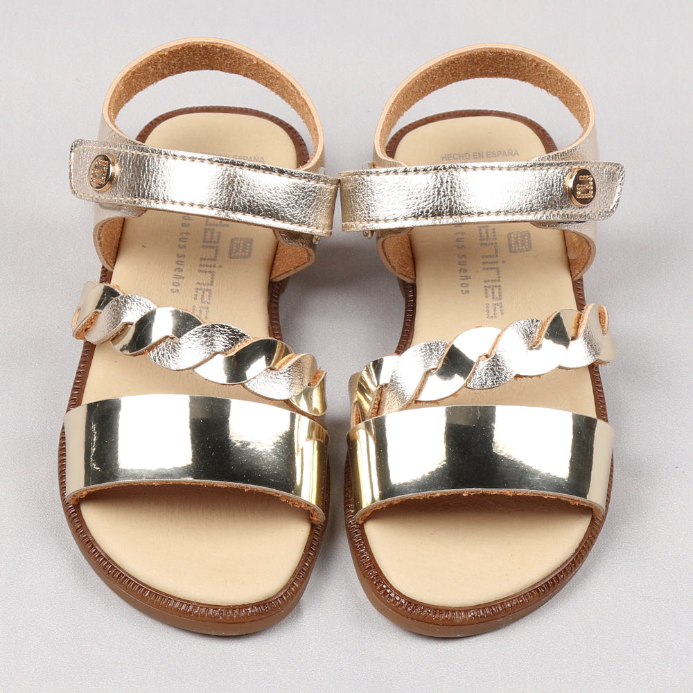 Gold Cable Open Toe Leather Sandal