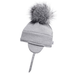 Grey Single Pom Pom Hat