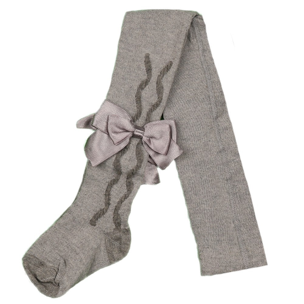 Grey Patterned Bow Tights