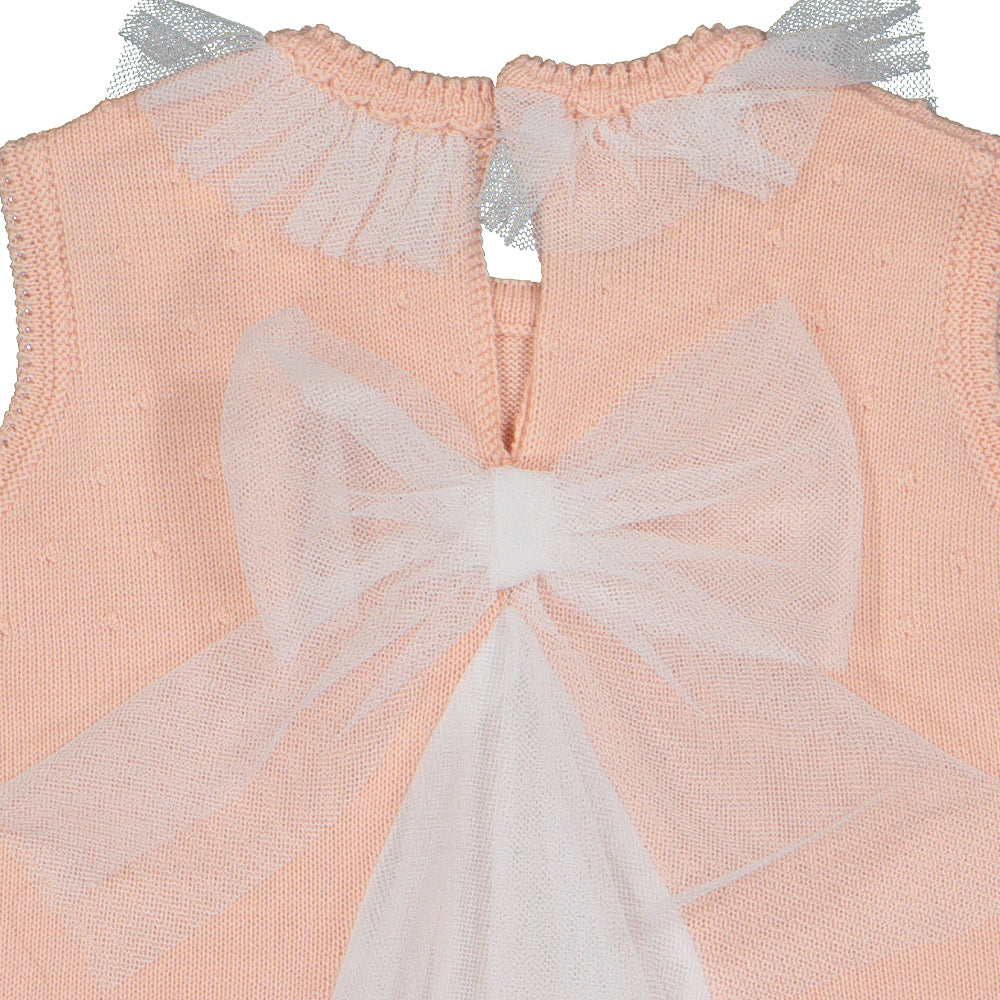 Peach Tulle Back Dress