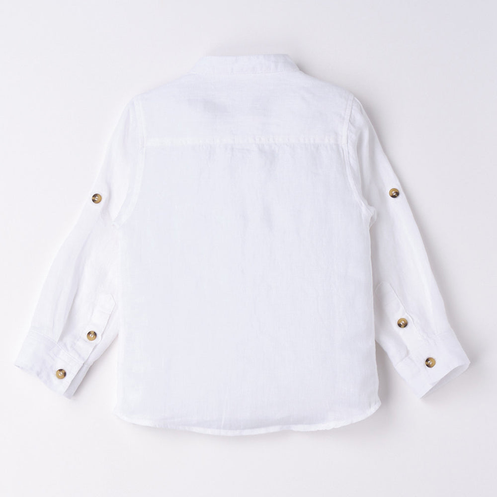 White Linen Long Sleeved Shirt