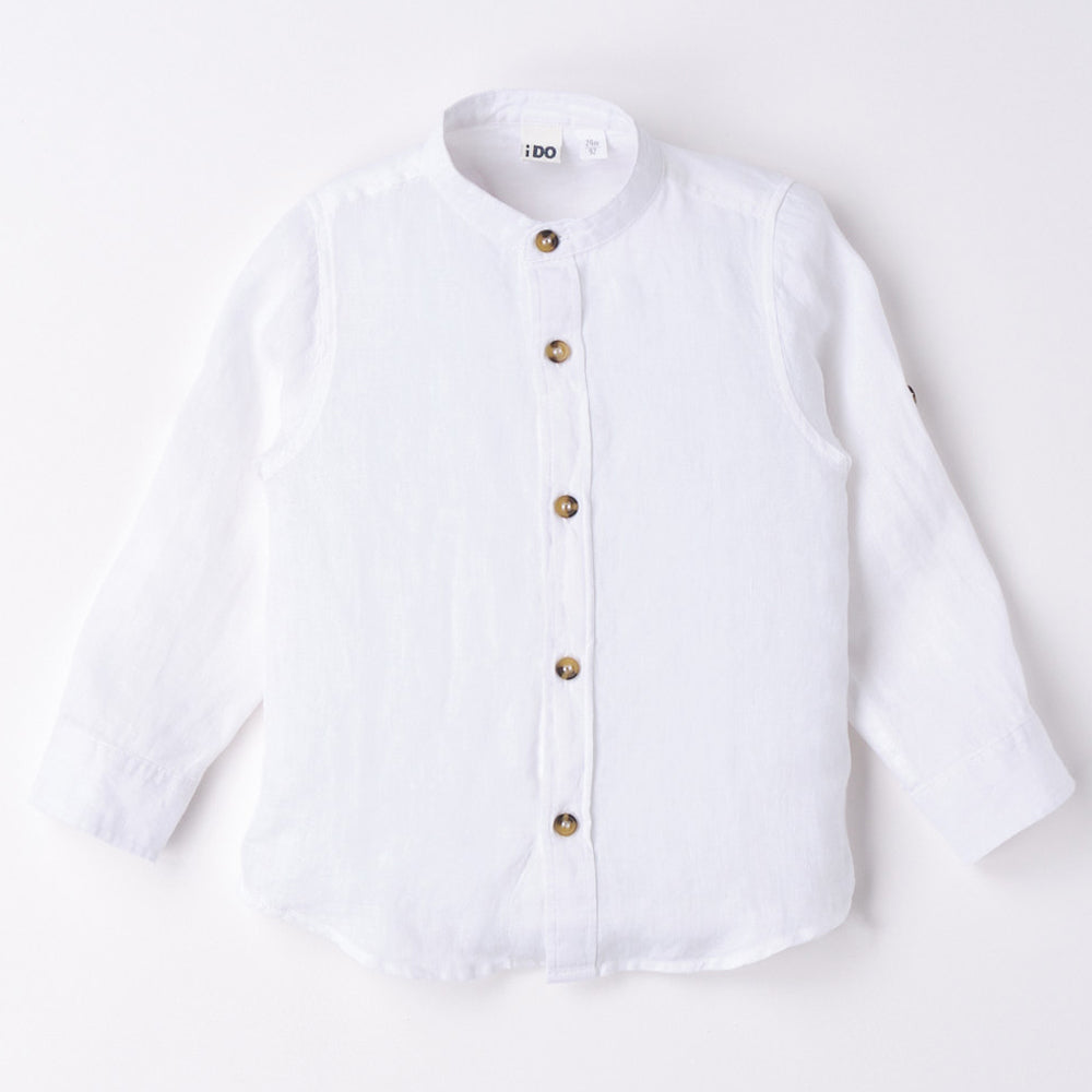 White Linen Long Sleeved Shirt