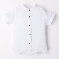 White Linen Short Sleeved Shirt