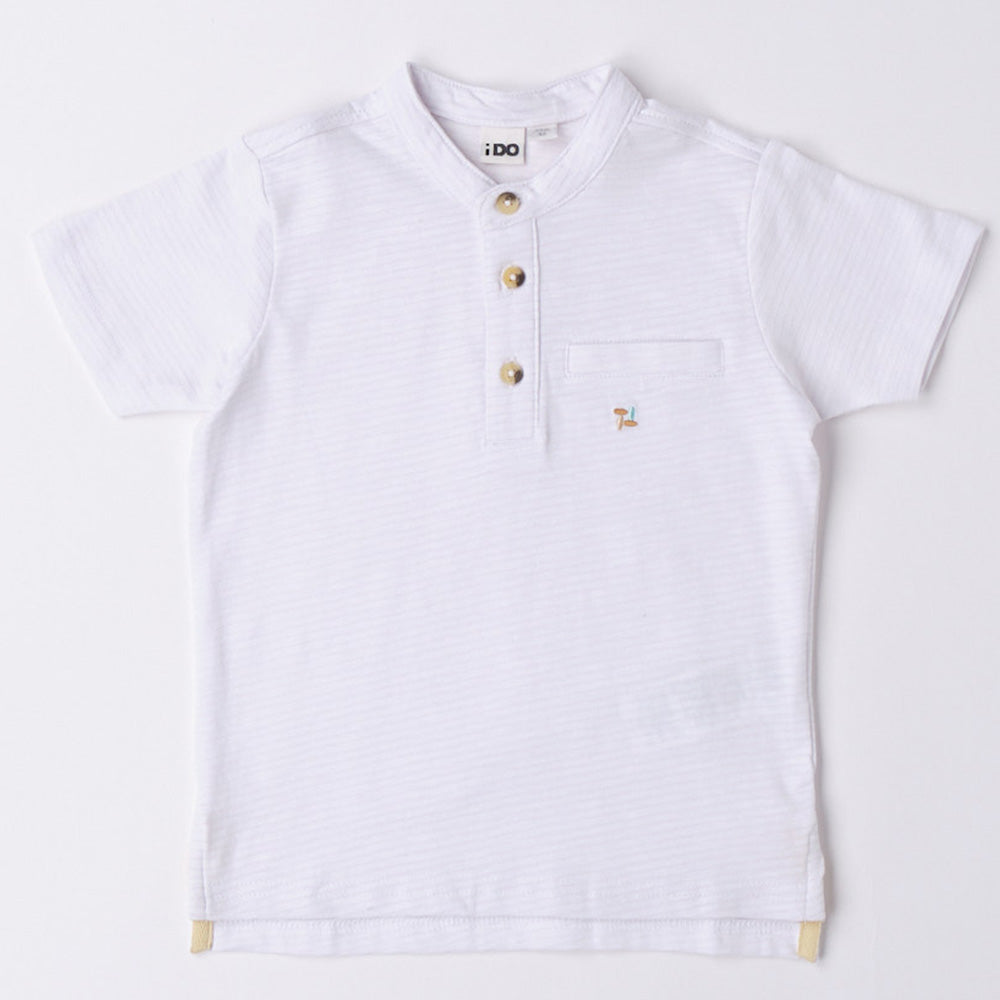 White Button Collar T-Shirt