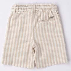 Beige Stripe Linen Shorts