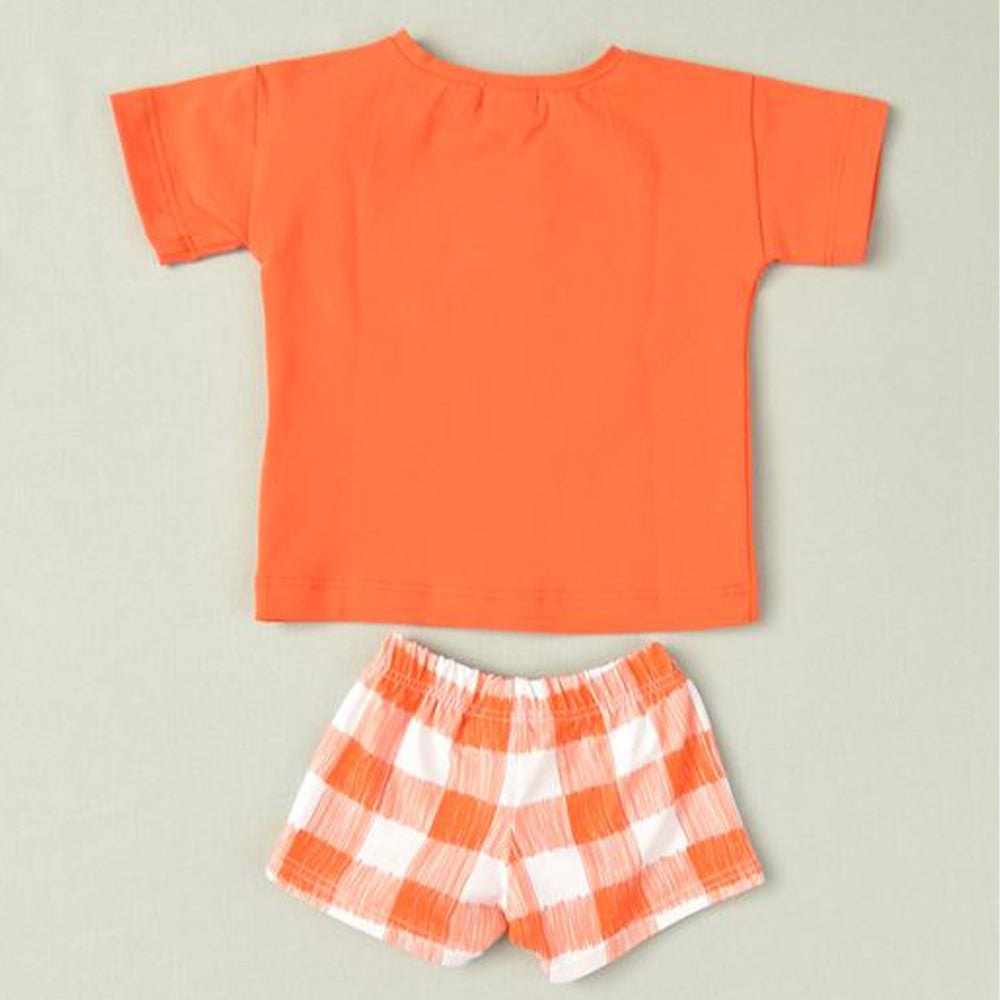 Orange Check Short Set