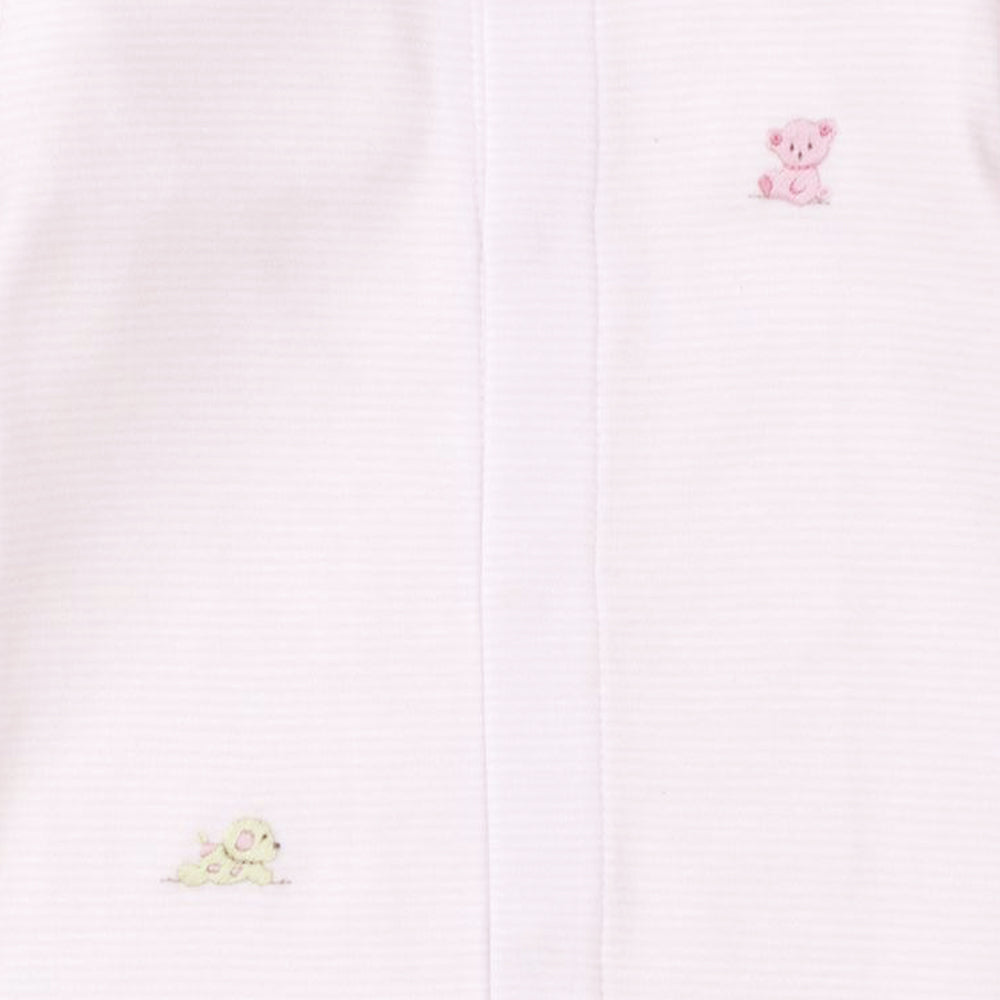 Pink Stripe Embroidered Babygrow