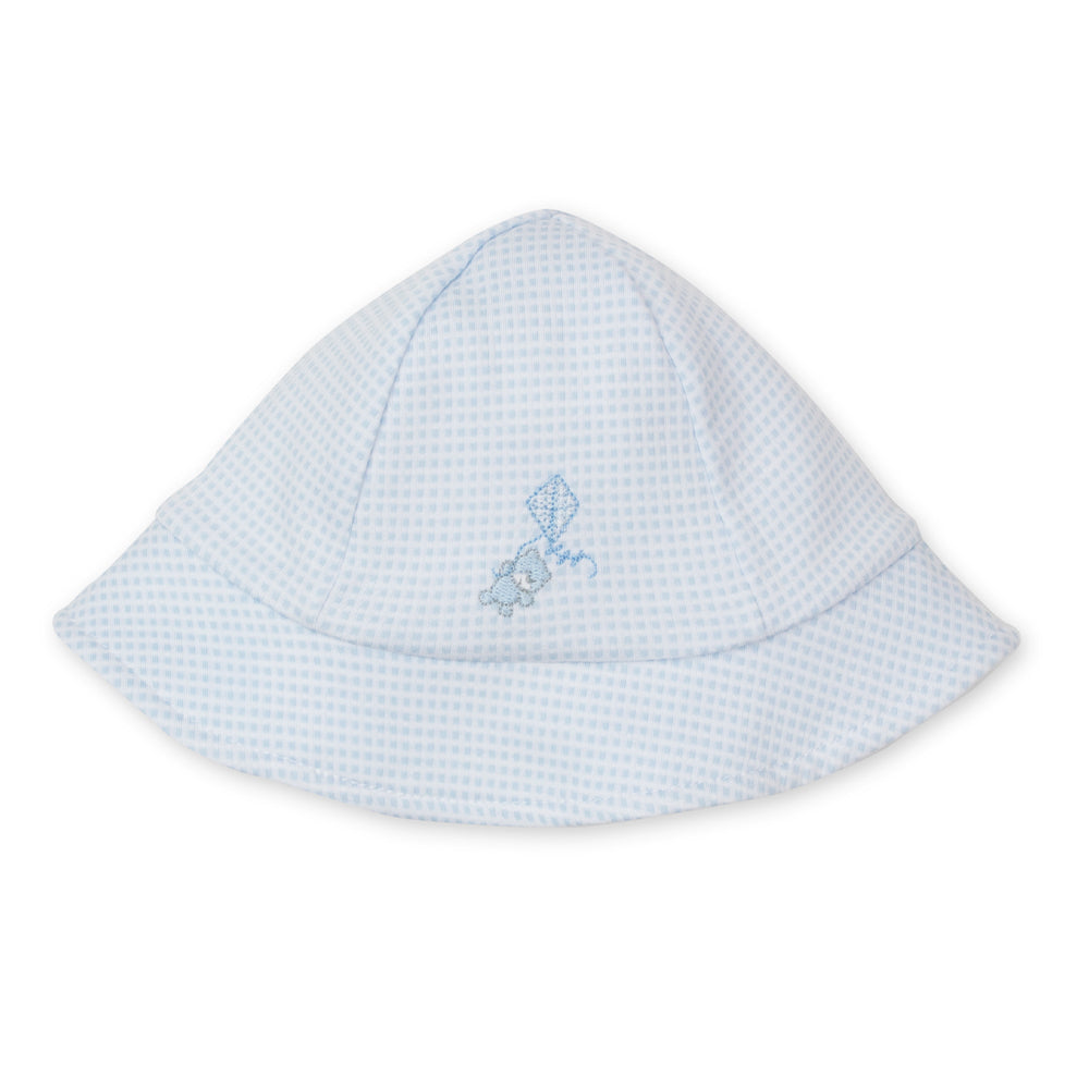 Blue Check Embroidered Sunhat