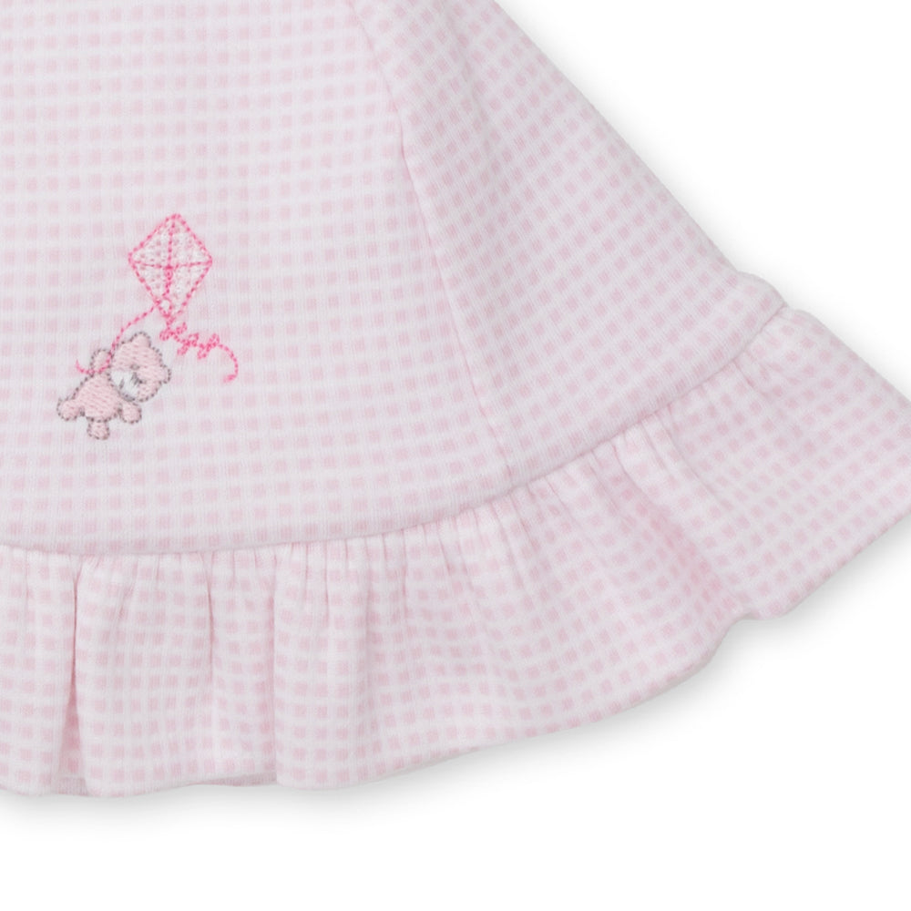 Pink Check Embroidered Sunhat