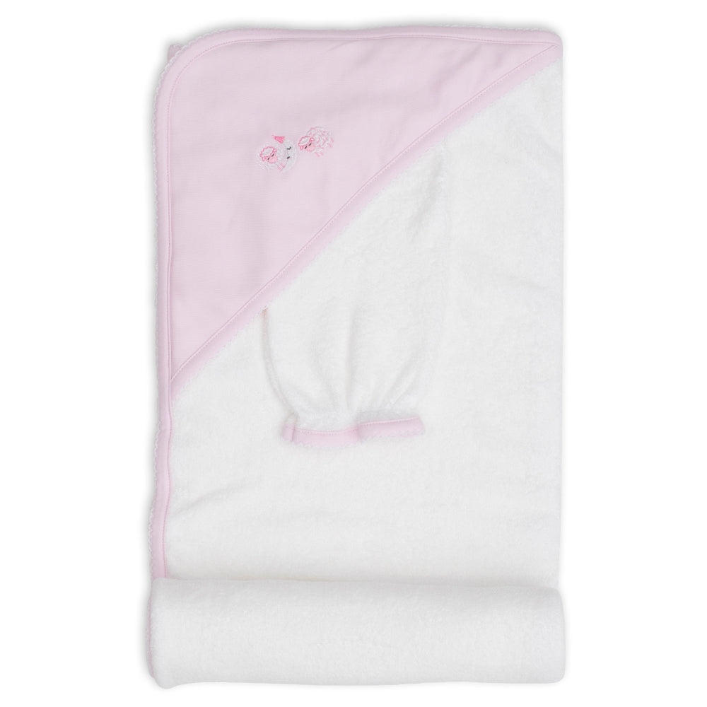 Pale Pink Lamb Towel & Mitt