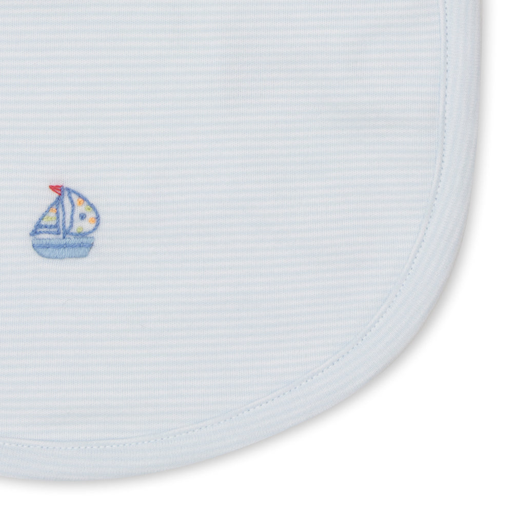 Sail Boat Embroidered Bib