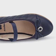 Navy Quilted Ballet Shoes