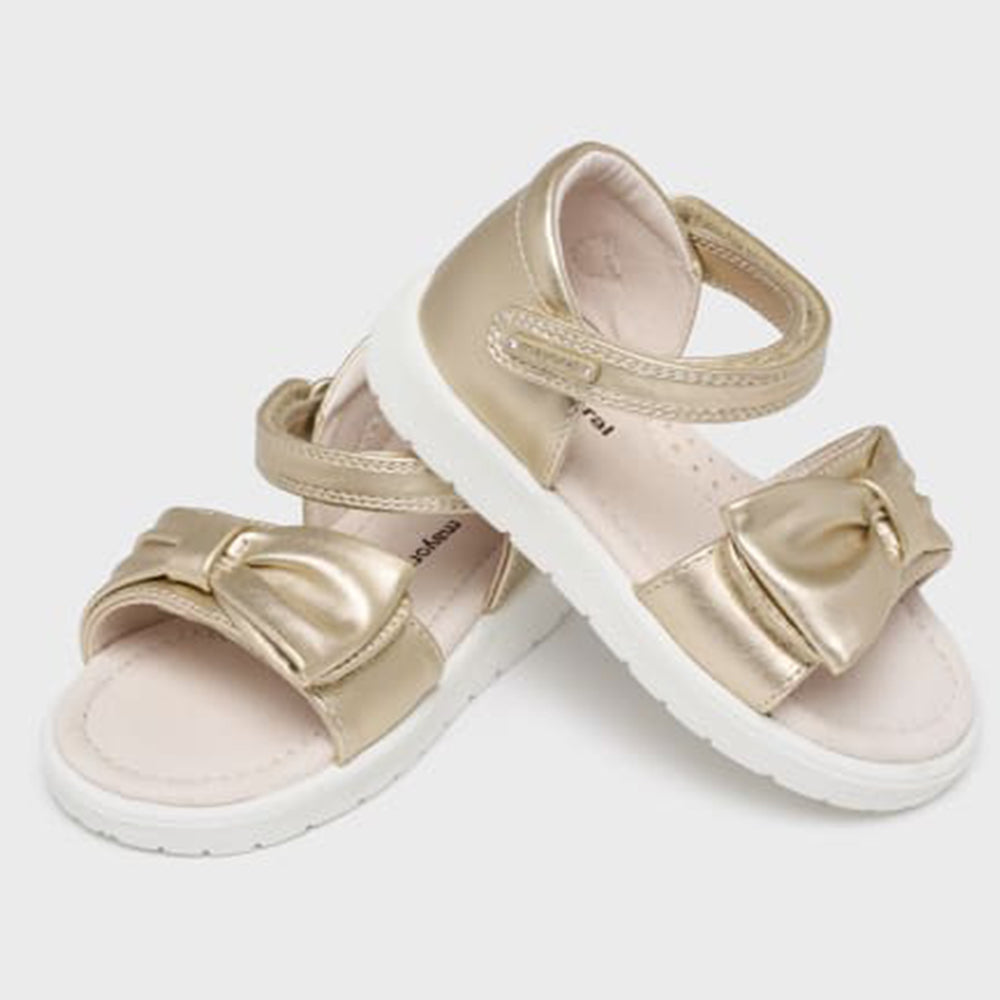 Gold Velcro Bow Sandals