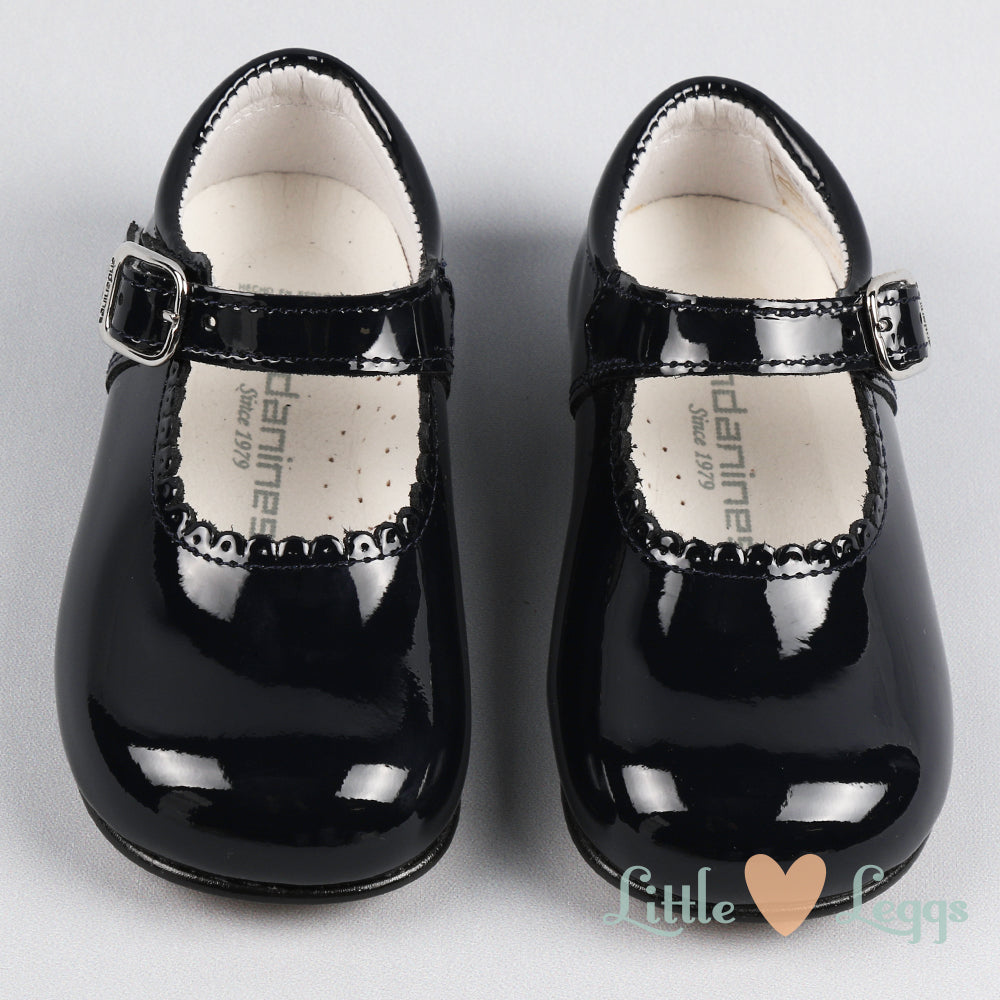 Girls Navy With Black Sole Patent Mary Jane Shoe