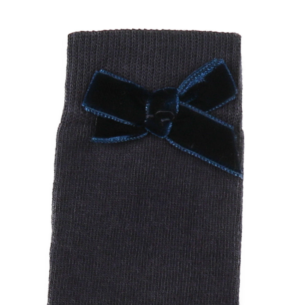 Navy Velvet Knee High Socks