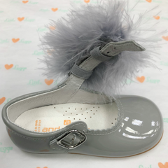 Grey Pair Of Detachable Pom Pom Shoe Accessory