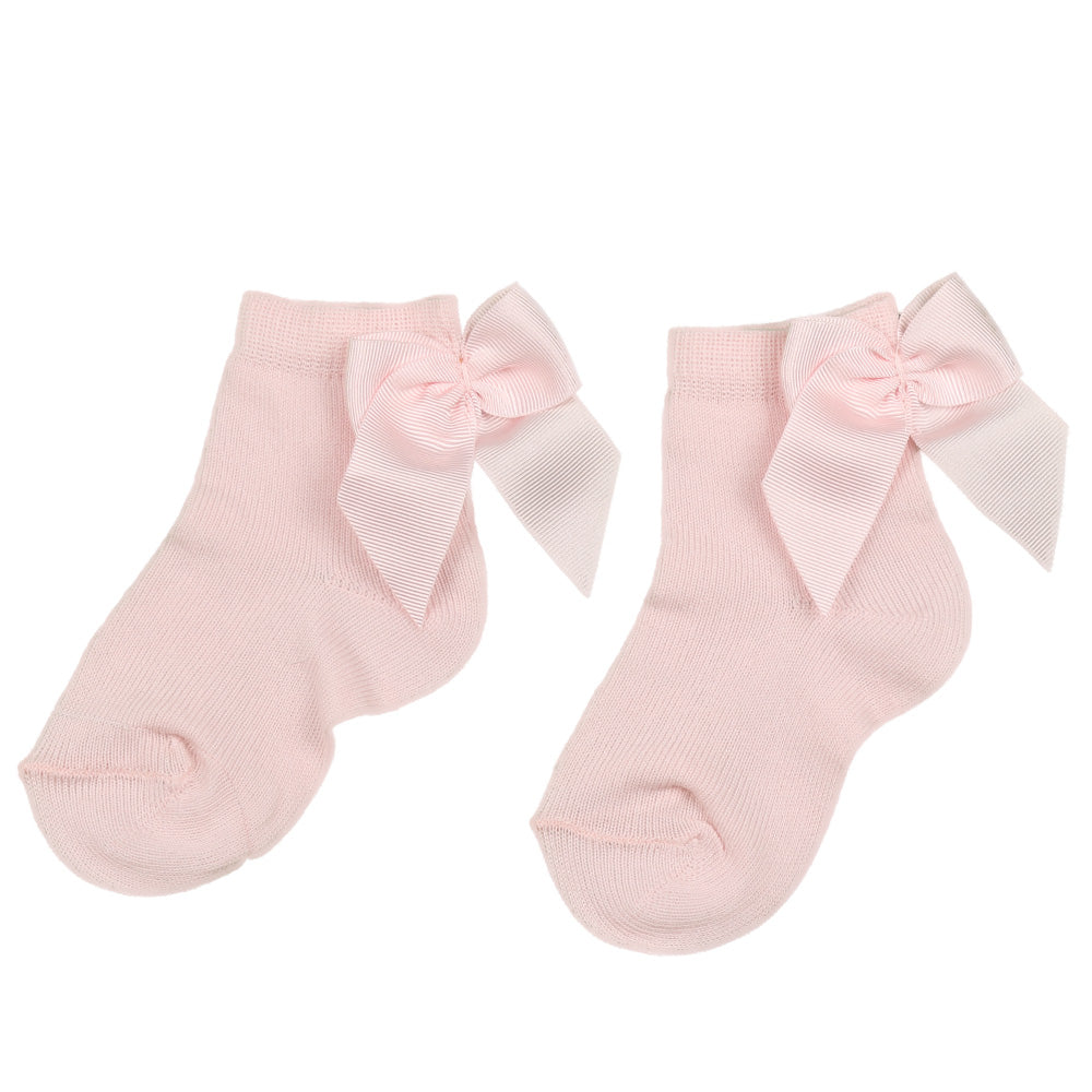 Pale Pink Ribbon Bow Ankle Socks