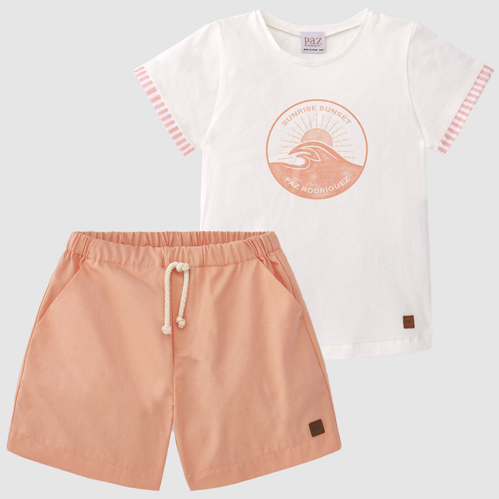 Peach T-Shirt And Short Set