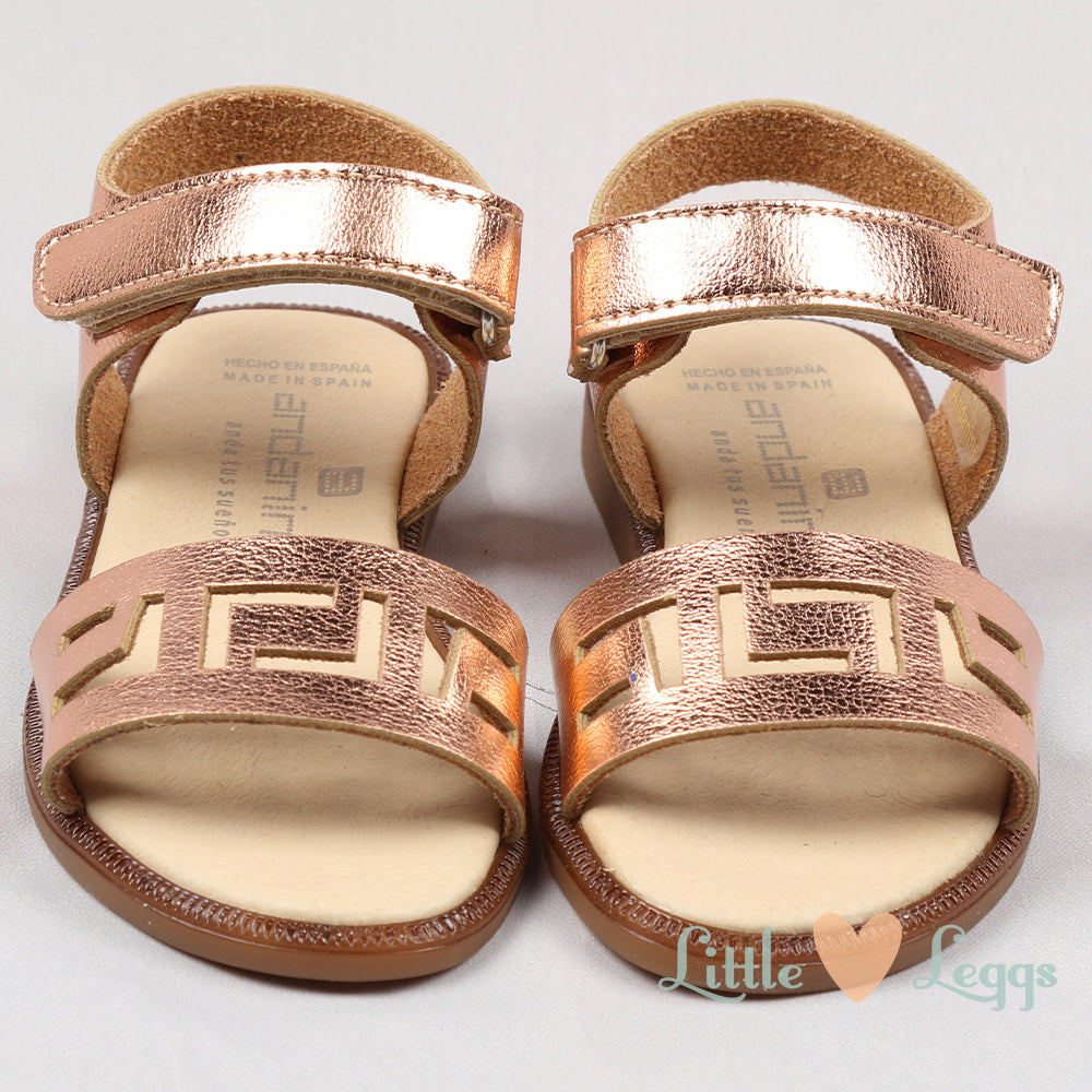 Rose Gold Patterned Leather Sandals