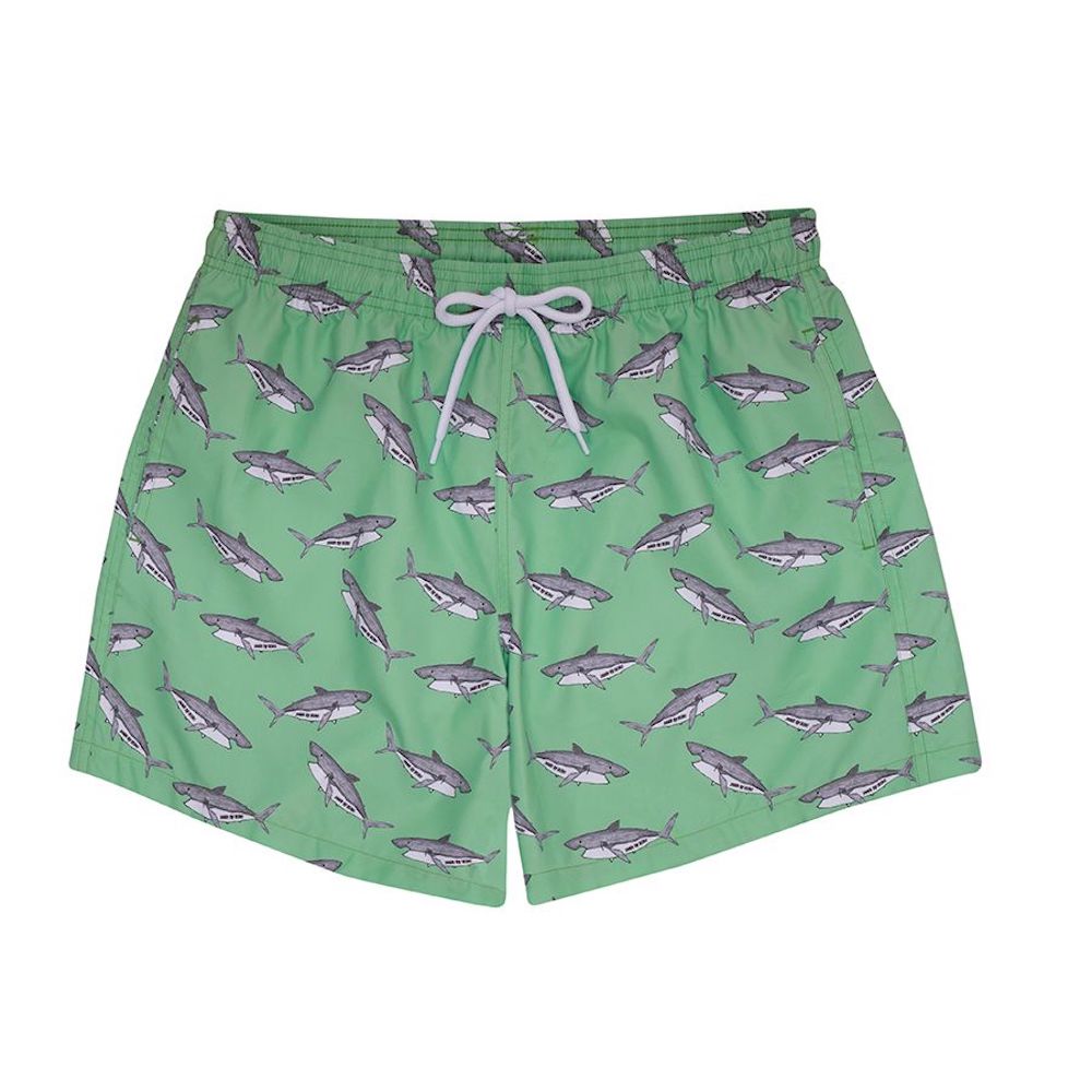 Mint Shark Print Swimshorts