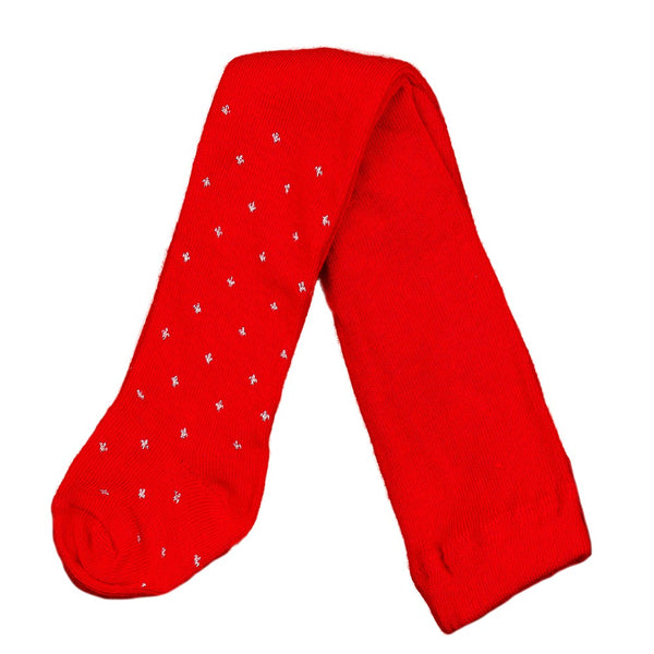 Red Cotton Tights-Red-3/5y