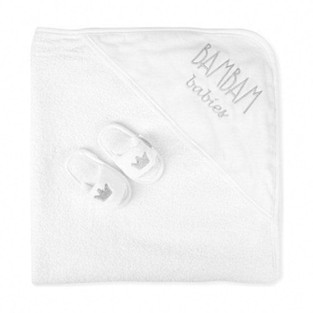 Unisex White Towel & Slippers Gift Set