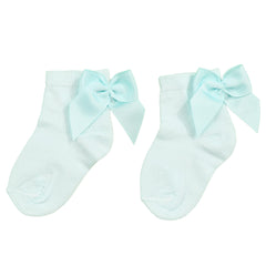 Water Blue Ribbon Bow Ankle Socks