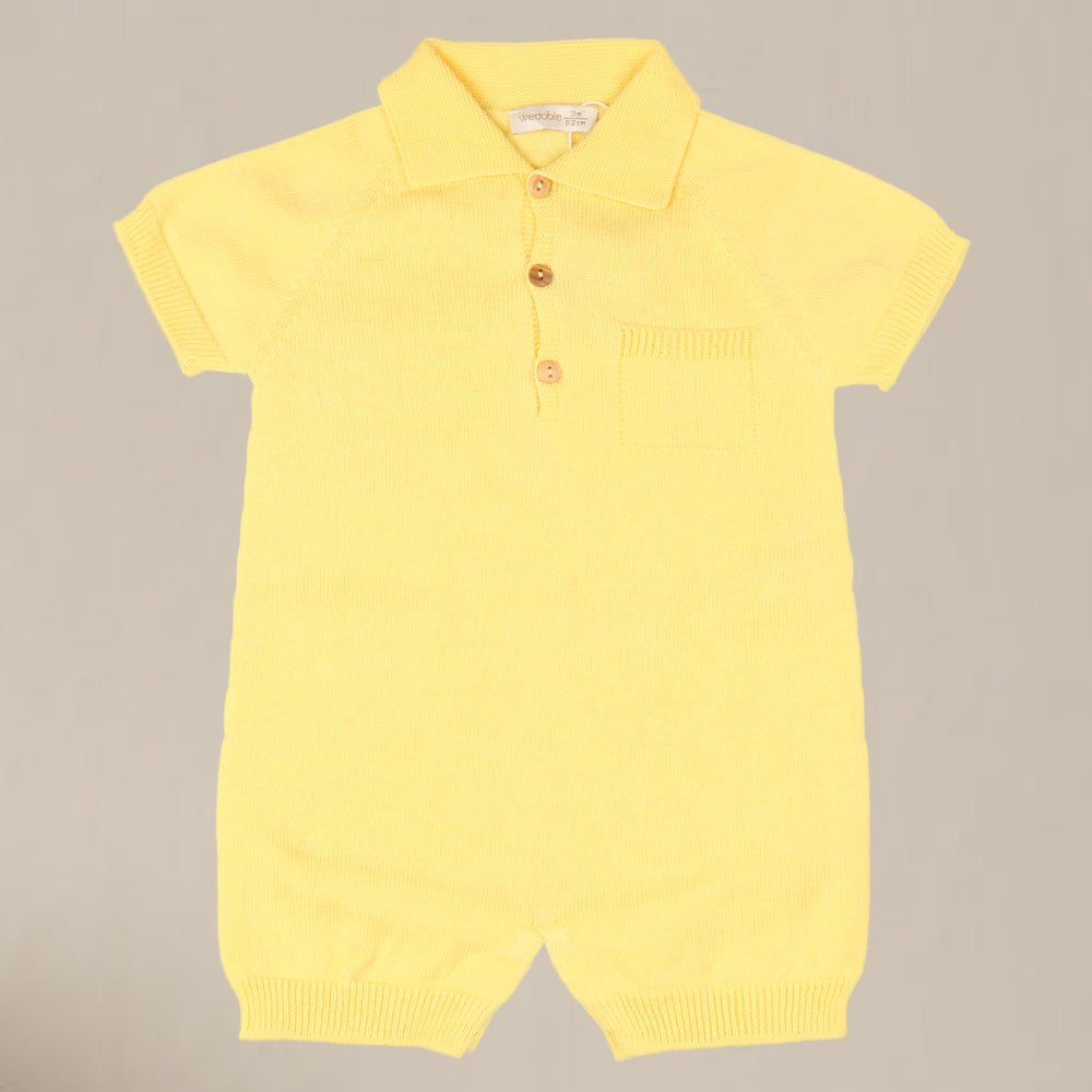 Yellow Knit Polo Romper