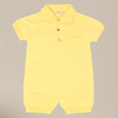 Yellow Knit Polo Romper