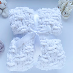 Hand Knitted Baby Blanket White