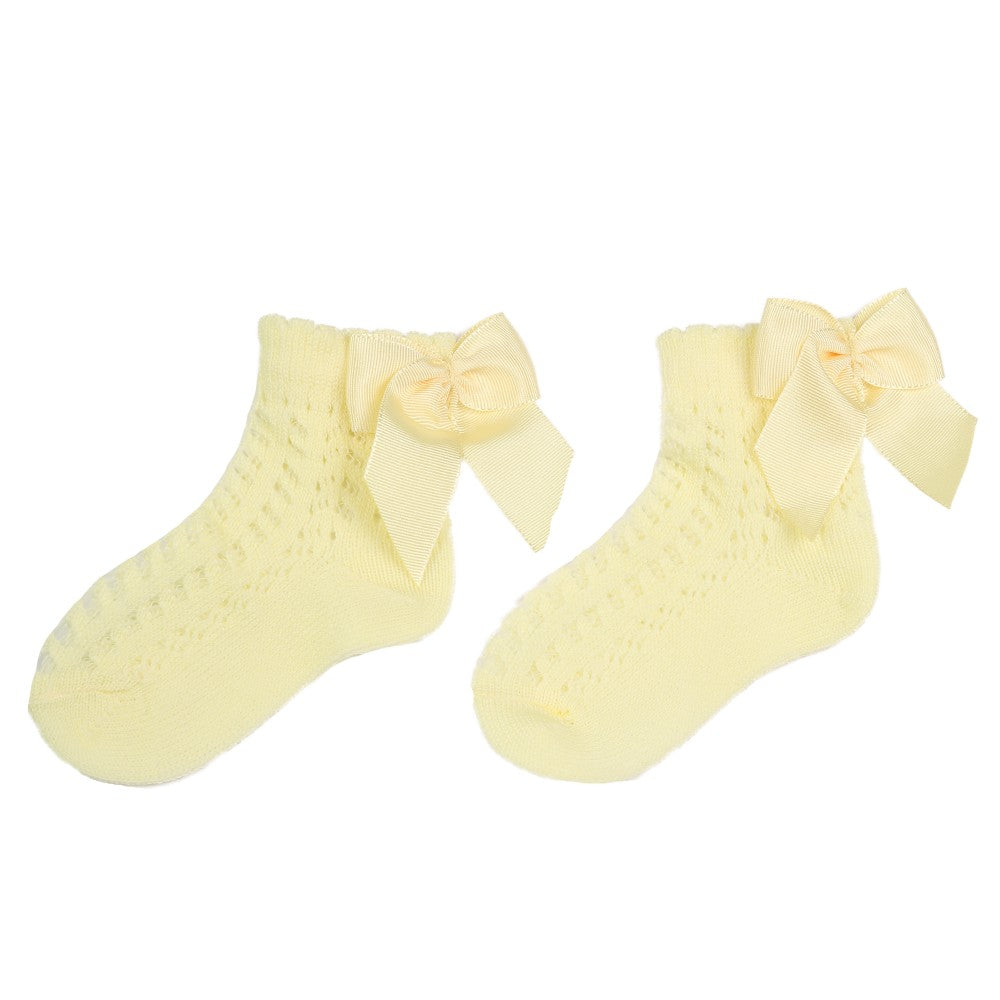 Lemon Crochet Bow Ankle Socks